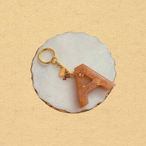 Custom Letter “A” Butterfly Key Chain - Peach Gold